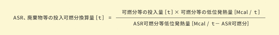 ASR、廃棄物等の投入可燃分換算量［ｔ］